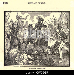 Die Schlacht von Tippecanoe wurde am 7. November 1811 in Indiana-Territorium gekämpft. Gouverneur William Henry Harrison befahl die Stockfoto