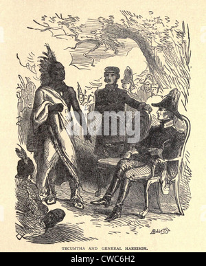 Rat von Vincennes zwischen General William Henry Harrison und indischen Bund Führer Tecumseh im August 1811. Tecumseh Stockfoto