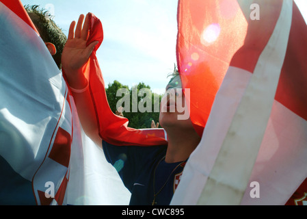 Berlin, kroatische Fan auf der offiziellen Fanzone Stockfoto