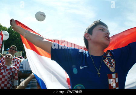 Berlin, kroatische Fan auf der offiziellen Fanzone Stockfoto