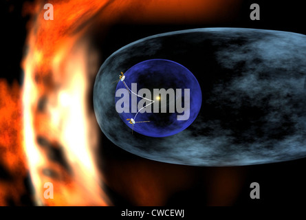 Voyager 1, eine Raumsonde gestartet im Jahr 1977, in den Bereich des Deep Space. Abbildung zeigen Voyager 1 Begegnung mit Rand Stockfoto