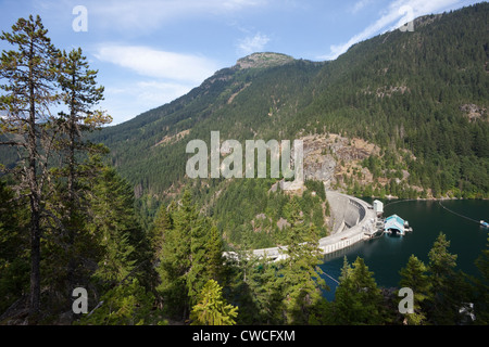 Ross Dam bilden Ross See ist Teil des Skagit River Hydroelectric Project - Ross Lake National Recreation Area Stockfoto