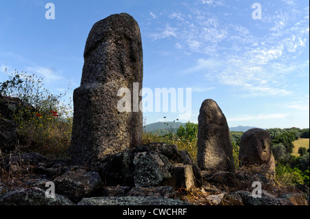 Prehistorc Ausgrabung von Filitosa, Central Torrean Denkmal mit Menhir Filitosa IX, X, XIII, Korsika, Frankreich Stockfoto