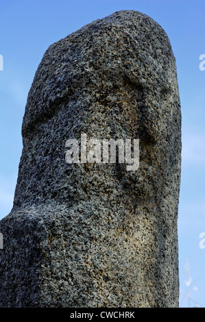 Prehistorc Ausgrabung von Filitosa, Central Torrean Denkmal mit Menhir Filitosa IX, Korsika, Frankreich Stockfoto