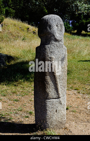 Prehistorc Ausgrabung von Filitosa, Menhir Filitosa I, Korsika, Frankreich Stockfoto