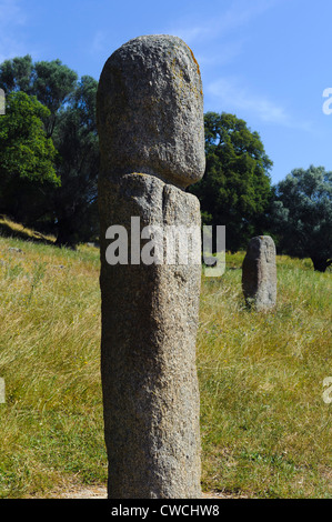 Prehistorc Ausgrabung von Filitosa, Menhir Tappa I, Filitosa II, Korsika, Frankreich Stockfoto