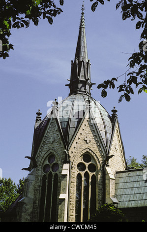 Die Kuppel der neugotische Juselius-Mausoleum, befindet sich auf dem Friedhof Kappara in zentralen Pori, Finnland Stockfoto