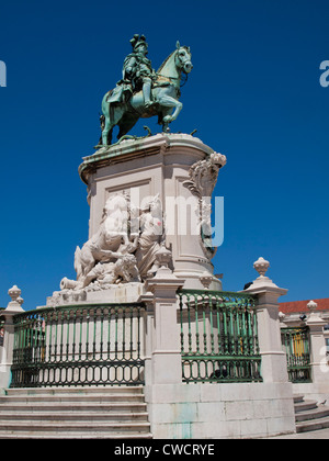 D. Jose ich Reiterstatue Comercio Platz Lissabons Stockfoto
