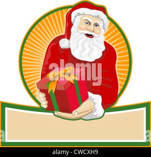 Retro-Stil Illustration von Santa Claus Sankt Nikolaus Vater Weihnachten auf isolierten weißen Hintergrund. Stockfoto