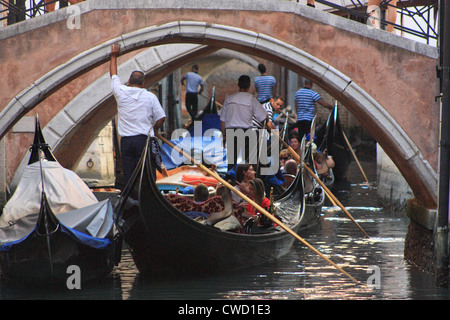 Stau der Gondel in Venedig, Italien Stockfoto