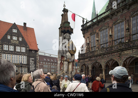 Bremer Rathaus und Roland auf dem Marktplatz Stockfoto