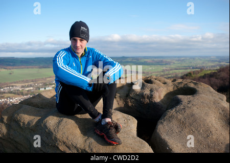 Triathlon-Weltmeister und Olympiasieger Alistair Brownlee in Otley Chevin, North Yorkshire, England. Stockfoto