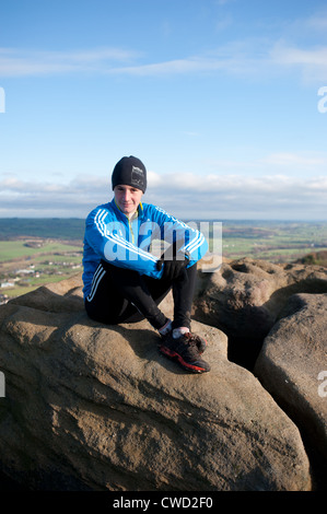 Triathlon-Weltmeister und Olympiasieger Alistair Brownlee in Otley Chevin, North Yorkshire, England. Stockfoto