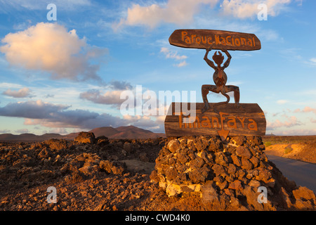 Blick auf Teufel-Schriftzug im Parque Nacional de Timanfaya Stockfoto