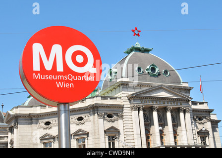 Touristischen Zeichen für Museumsquartier in Wien, Österreich Stockfoto