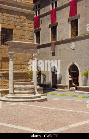 Pienza, Pio II Platz, Piazza Pio II, Val d ' Orcia, Orcia-Tals, UNESCO Welt Kulturerbe Website, Provinz Siena, Toskana, Italien. Stockfoto