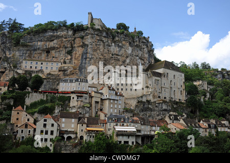 Die historische und mittelalterliche Stadt Rocamadour in der Menge Region von Frankreich Südwesteuropa Stockfoto