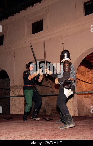 Mittelalterfest in Berg Dorf von Amatrice in Latium-Italien Stockfoto