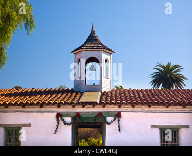 Casa de Estudillo Christmas Decorations Old San Diego Town Dach. Historischen Adobe-Haus und Kuppel gebaut im Jahre 1827. Stockfoto