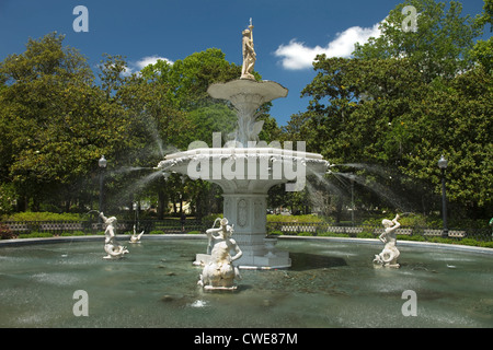 FOUNTAIN FORSYTH PARK SAVANNAH GEORGIA USA Stockfoto