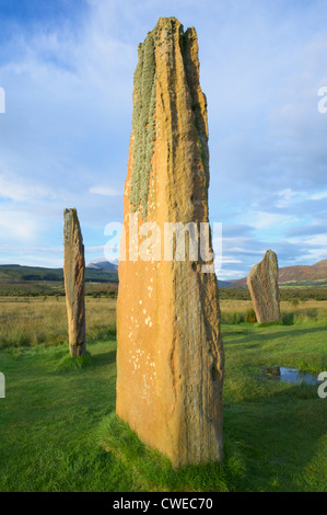 Bronzezeit Steinkreis auf Machrie Moor, Isle of Arran, North Ayrshire, Schottland, Vereinigtes Königreich. Stockfoto