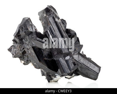 Schörl (schwarzer Turmalin) Stockfoto