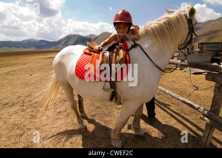 Reitstall in Castelluccio Italien Stockfoto