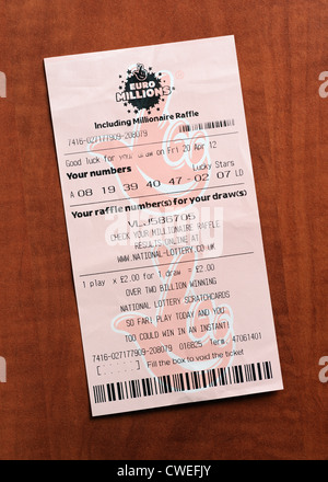 Euro Millionen Lotterie Ticket, UK. Stockfoto