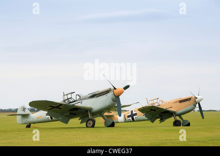 Paar der Messerschmitt BF 109 bei Duxford Air zeigen Stockfoto