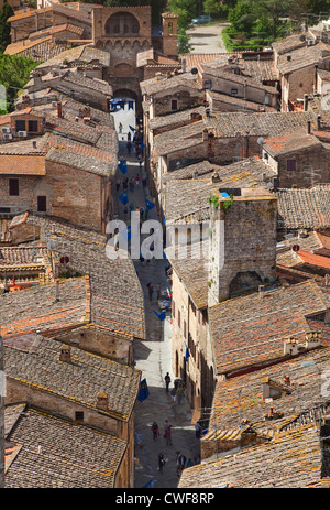 Roof Tops, San Gimignano, Siena, Toskana, Italien Stockfoto