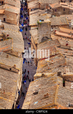 Roof Tops, San Gimignano, Siena, Toskana, Italien Stockfoto