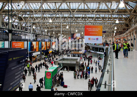 Der Londoner Waterlooo Station, dient Passagiere zu Süd-Ost und Westküste Destinationen in Großbritannien Stockfoto