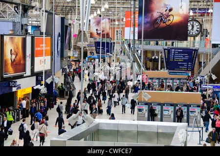 Der Londoner Waterlooo Station, dient Passagiere zu Süd-Ost und Westküste Destinationen in Großbritannien Stockfoto