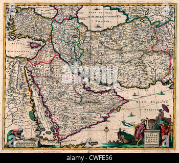 Karte des Nahen Ostens, Saudi Arabien, Türkei, Ägypten, Persien, ca. 1666 Stockfoto
