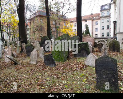 Alten jüdischen Friedhof in Prag, liegt in der Josefstadt (Josefov), das jüdische Viertel in Prag in der Tschechischen Republik. Der Friedhof ist von 1439. Stockfoto