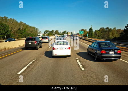 Vereinigte Staaten von Amerika, USA, Boston, Verkehr auf der Autobahn 93 (Nord) Richtung Boston, Massachusetts, New England Stockfoto
