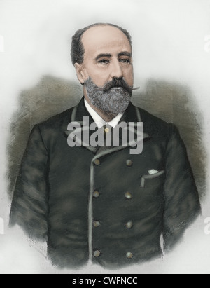 Manuel de Eguilior Llaguno (1842-1916). Anzahl der Albox. Spanischer Politiker der Liberalen Partei. Farbige Gravur. Stockfoto