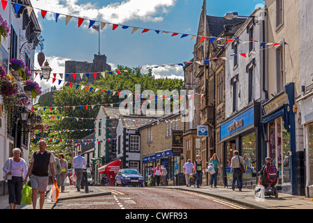 Das Zentrum der Stadt Clitheroe in Lancashire Wald von Bowland. Stockfoto