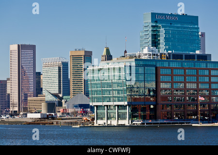 Skyline von Baltimore, Maryland Blick über Hafen Stockfoto