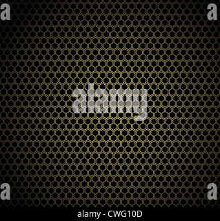 Goldene Honigwabe auf schwarzem Hintergrund Stockfoto