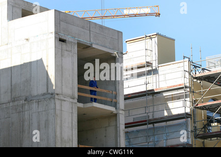 Bauarbeiter auf einer Baustelle Stockfoto