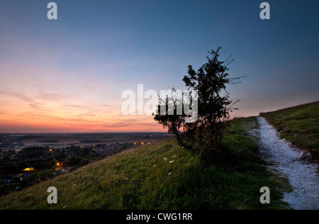 Sonnenuntergang in Dunstable Downs in den Chiltern Hills in Bedfordshire Stockfoto