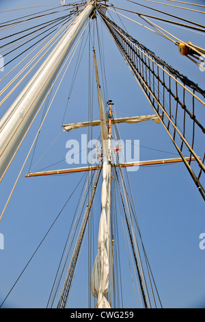 Großsegler sammeln für die Olympia 2012 Festzug Segeln auf der Themse, eine Flottille von holländischen Großseglern, Themse, Tilbury Stockfoto