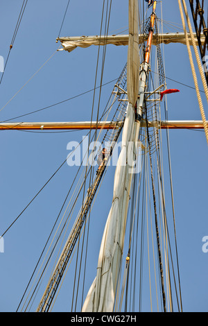 Großsegler sammeln für die Olympia 2012 Festzug Segeln auf der Themse, eine Flottille von holländischen Großseglern, Themse, Tilbury Stockfoto