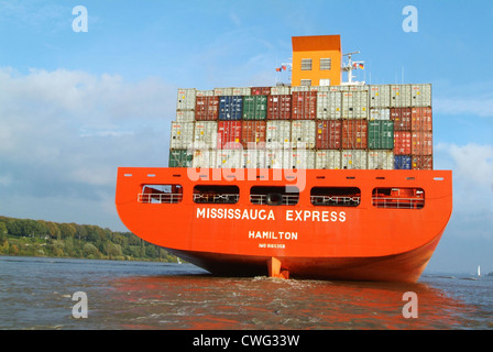 Hamburg, ein Containerschiff der Mississauga Express Klasse der Hapag-Lloyd-Flotte Stockfoto