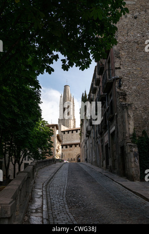 Collegiate Kirche von Sant Feliu in Girona, Katalonien, Spanien Stockfoto