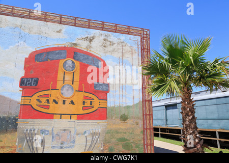 Wandbild in der Eisenbahn-Museum, Altstadt Strang, Galveston, Texas, USA Stockfoto