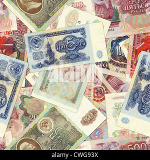 Geld Hintergrund - veralteten sowjetischen Banknoten - Rubel Stockfoto