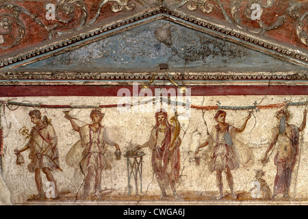 Alten römischen Wandmalerei in die ausgegrabene Stadt Pompeji Stockfoto