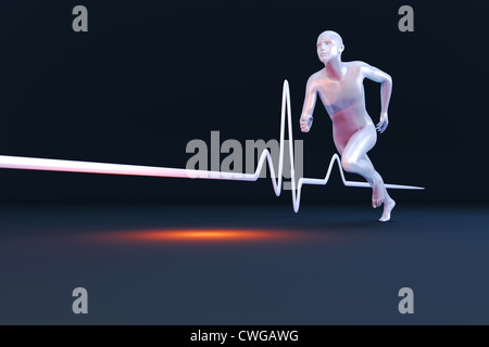 Messung der Physiologie Eigenschaften in einem Läufer. 3D gerenderte Darstellung. Stockfoto